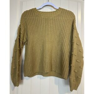 Moon & Madison Womens cable Knit Sweater Sz M bauble sleeve Preppy School Beach